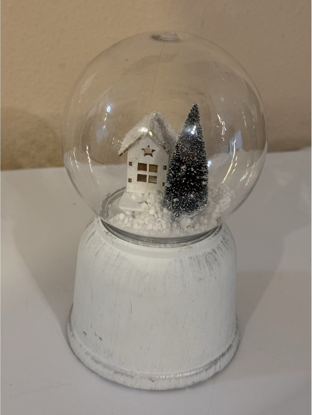 LED Christmas Snow Globe White House Tree Battery Operated Winter Decor